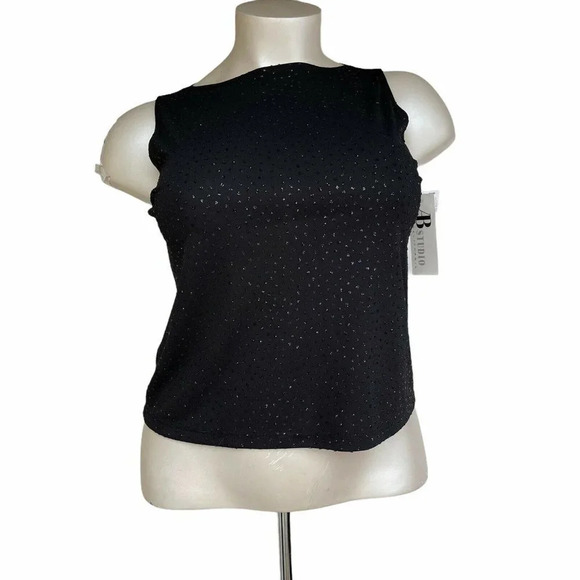 AB STUDIO Women’s Size L Black Vintage Embellished Tank Top - Picture 1 of 2
